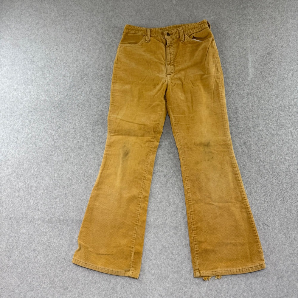 Vintage Sears 70s Corduroy Pants Mens 29x29 Mustard Yellow Flare Leg 70s 12556